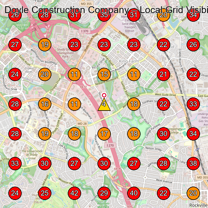 Doyle Construction Company GeoGrid visibility map for General Contractor in Gaithersburg